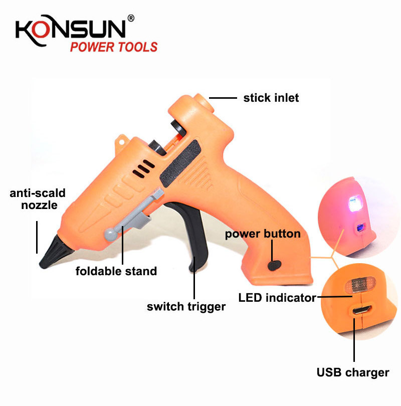 KONSUN DC 3.7V high Temp Mini hot melt glue gun handmade glue gun for handmade DIY beauty sewing gun