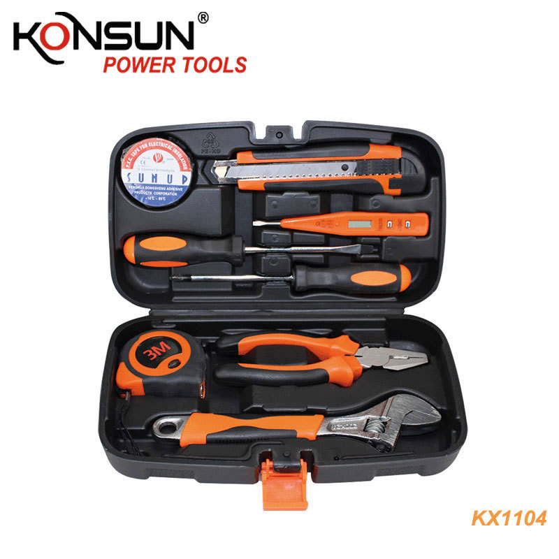 KONSUN 9pcs hardware Toolbox Kits Household High Level Carbon Steel hand Tools kits tool set hand case