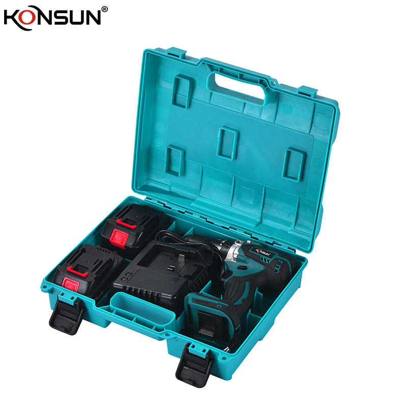 KONSUN Electric 21V Li-ion 70nm Dual Speed Professional Cordless Impact Drill Power Tools Battery DIY Odm Brush Motor 13MM