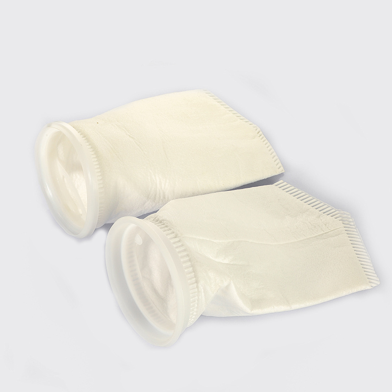 High strength thread five stitching sewing high density PP PE liquid filter bag with plastic ring customize size filter bag