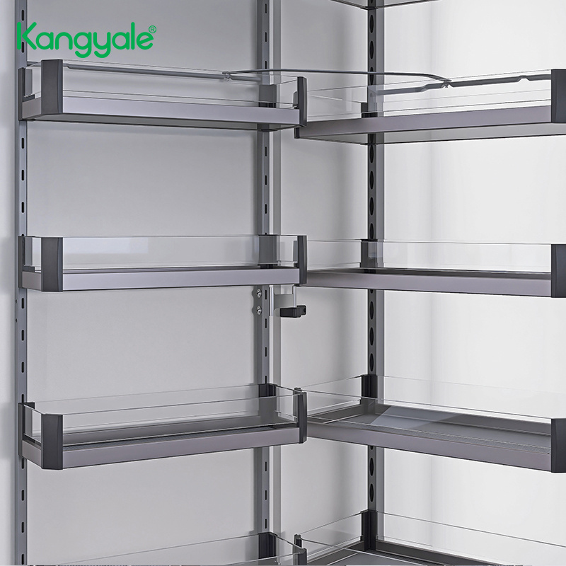 Kangyale Kitchen Cabinet Accessories Pantry Storage Basket Tall Unit Cabinet Pantry Slide 5 Tier Metal Storage Rack Shelf