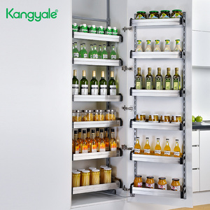 Kangyale Can Food Storage Kitchen Pantry Organizer Sliding Pantry Shelf Pull Out Stainless Steel Pantry Unit Storage Basket