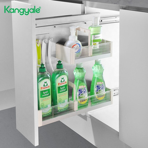 Kangyale Under Sink Organizer And Storage Kitchen Cleaning Tools Storage Pull Basket Side Mount Pull Out Detergents Basket