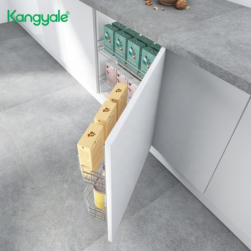 Kangyale Kitchen Base Cabinet Chrome Wire Basket Drawers Pull Out Metal Basket 2 Layers Pantry Unit Storage Basket