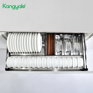 Kangyale Kitchen Cabinet Cutlery Organizer Drawer Kitchen Pull Out Dish Drawer Basket 2 Tier Sliding Cutlery Storage Drawer