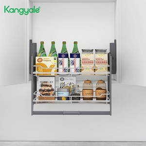 Kangyale Home Accessories Kitchen Storage Organizer High Cabinet Pantry Lift Basket Pull Down Shelf Adjustable Wire Basket