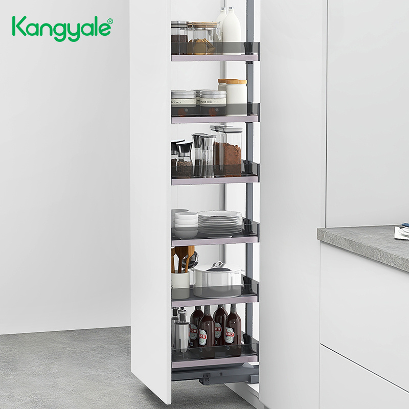 Kangyale Over The Door Pantry Organizer Glass Pantry Basket Pull Out Tall Cabinet Pantry Unit Rack