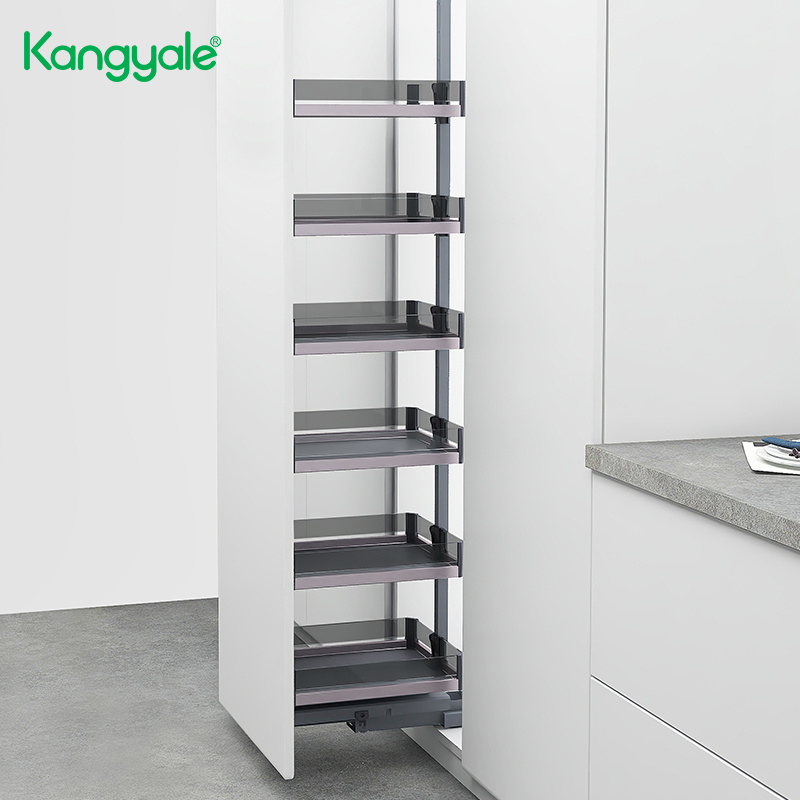 Kangyale Over The Door Pantry Organizer Glass Pantry Basket Pull Out Tall Cabinet Pantry Unit Rack