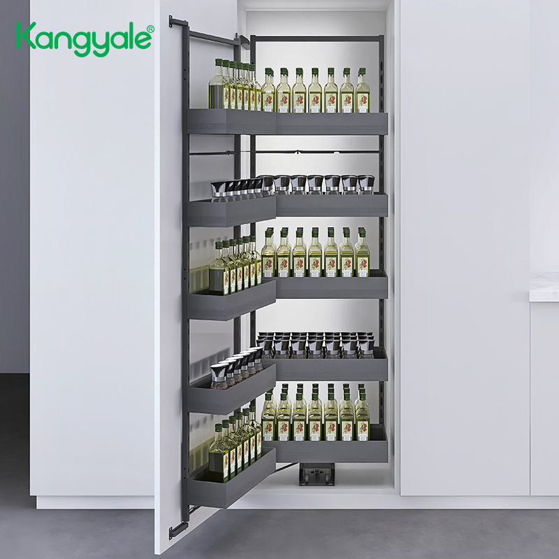 Kangyale High Cabinet Can Food Storage Kitchen Pantry Cabinet Organizer Pull Out Storage Rack Sliding Shelving Baskets