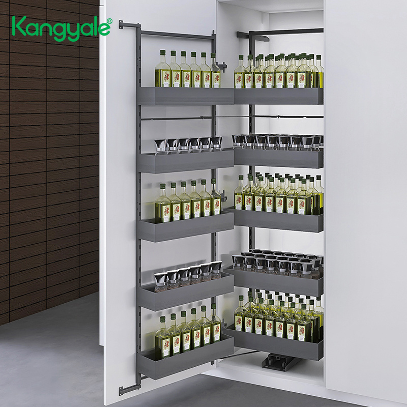 Kangyale High Cabinet Can Food Storage Kitchen Pantry Cabinet Organizer Pull Out Storage Rack Sliding Shelving Baskets