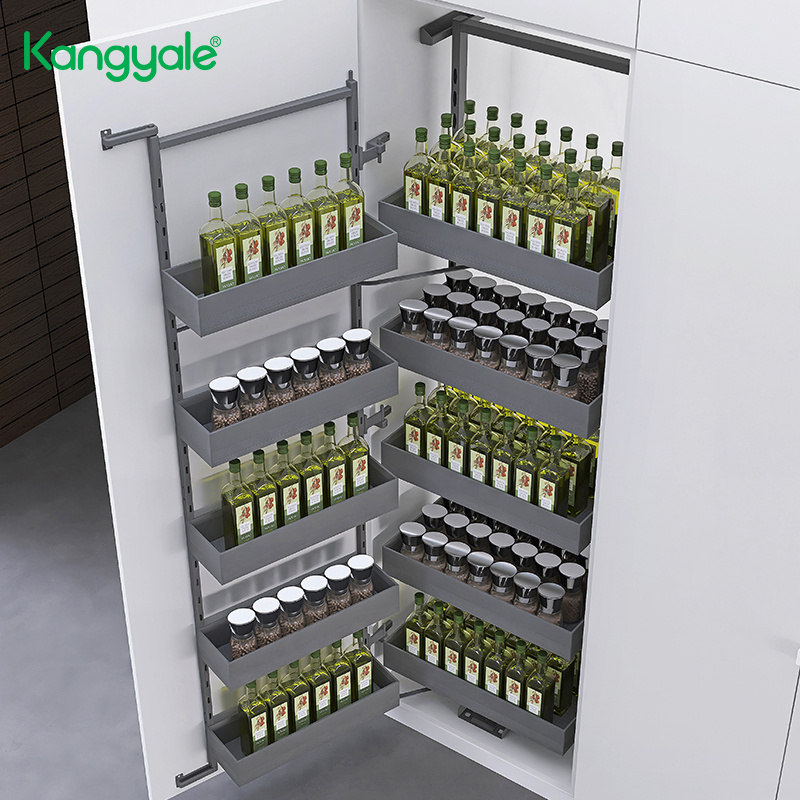 Kangyale High Cabinet Can Food Storage Kitchen Pantry Cabinet Organizer Pull Out Storage Rack Sliding Shelving Baskets