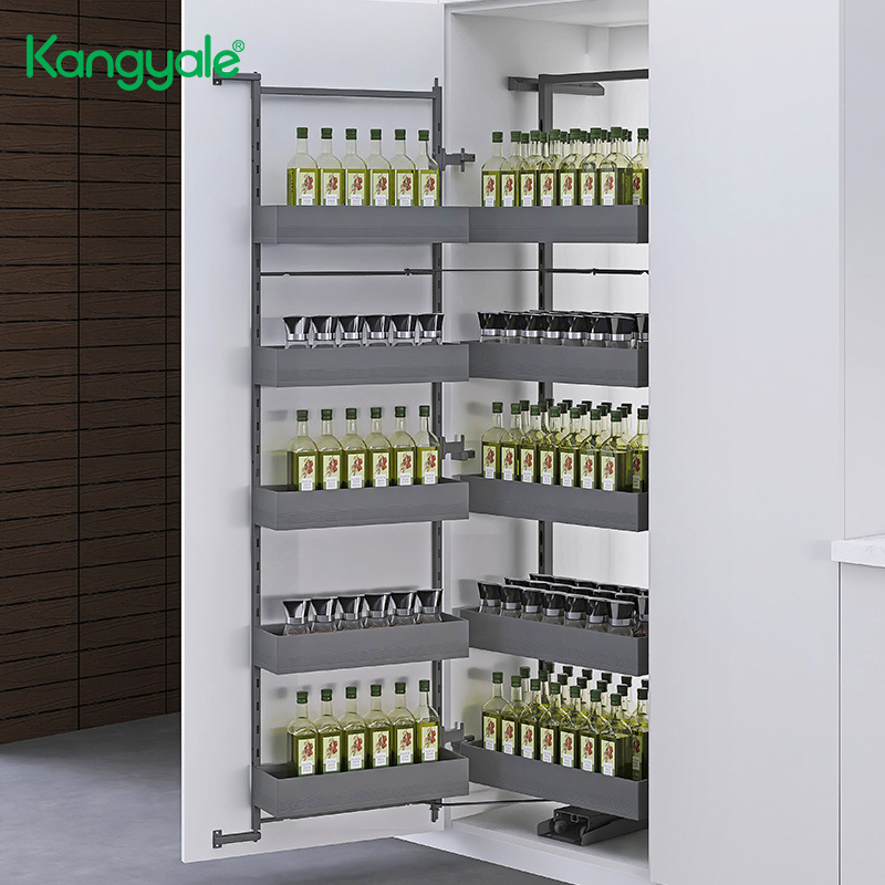 Kangyale High Cabinet Can Food Storage Kitchen Pantry Cabinet Organizer Pull Out Storage Rack Sliding Shelving Baskets