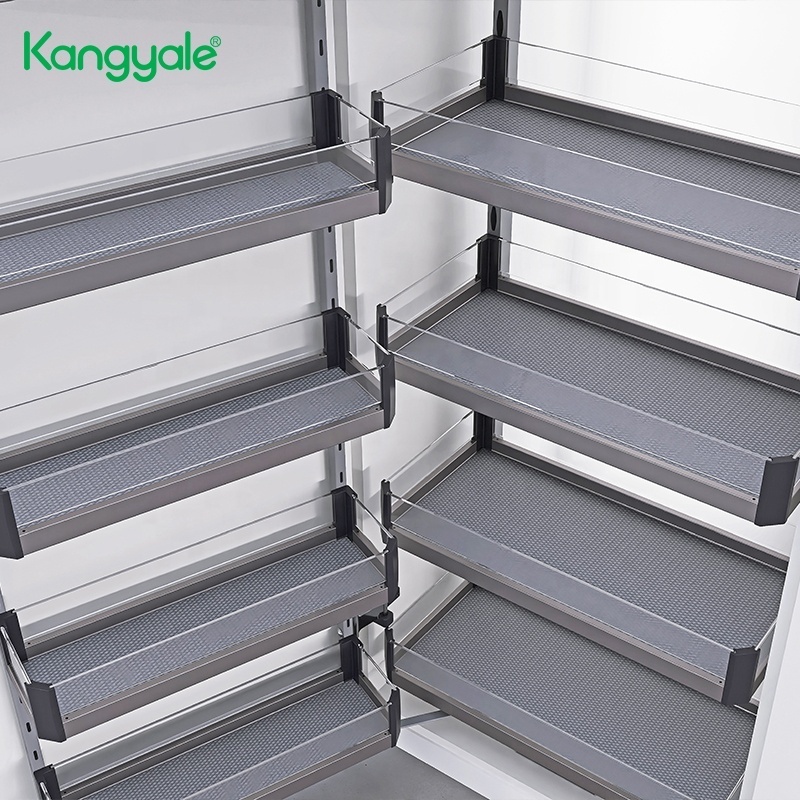 Kangyale Kitchen Organizer Cabinet Pullout Basket Glass Pantry Unit Storage Shelf Tall Unit Cabinet Pantry Slide Rack