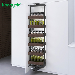 Kangyale Swivel Pull Out Tall Unit Pantry Shelf Multifunctional Rotating Storage Rack Tall Unit Cabinet Pantry Slide Basket