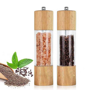 8 inch acrylic and wooden salt and pepper grinder manual wood pepper grinder mill