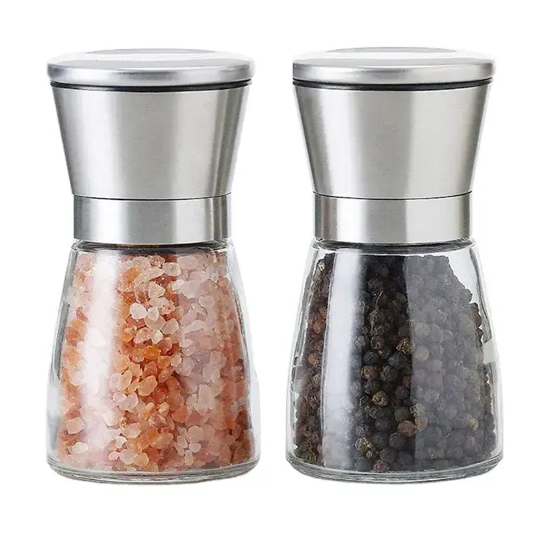 Professional salt and pepper grinder glass bottle pepper shaker manual spice grinder