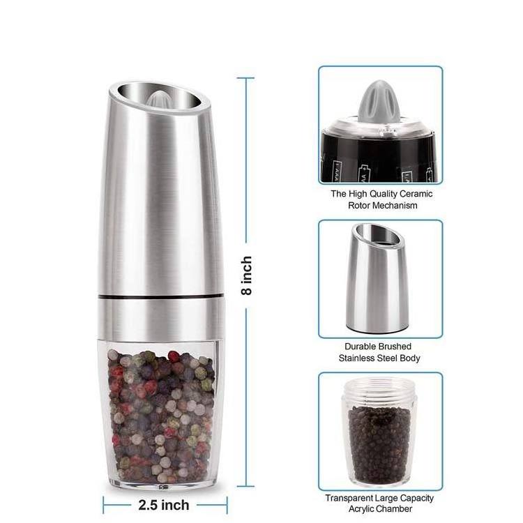 Large output spice gravity electric battery salt and pepper plastic pepper grinder