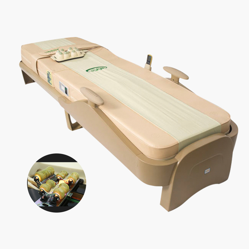 Thermal jade massage bed health care infrared heating therapeutic electric jade stone roller rolling massage bed