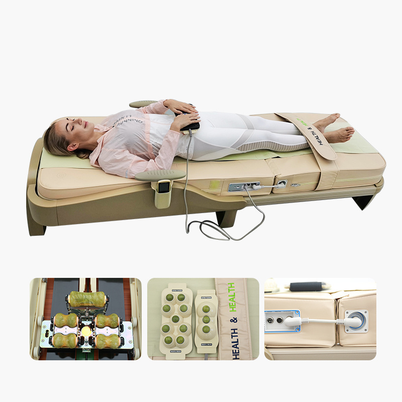 Thermal jade massage bed health care infrared heating therapeutic electric jade stone roller rolling massage bed