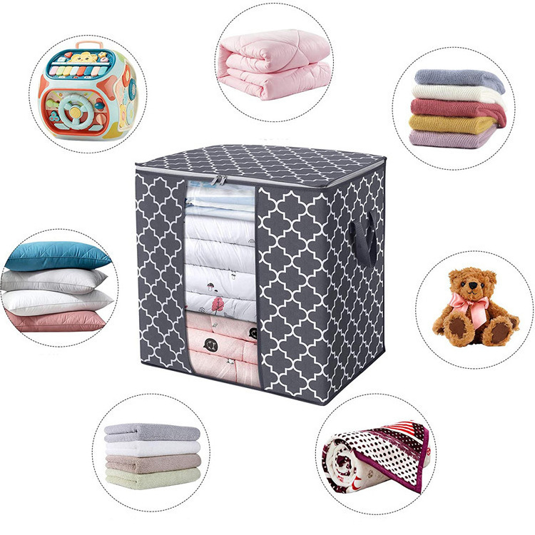 Fabric Clear Window Clothes Storage Bins Foldable Closet Organizers Storage Bags with Handles