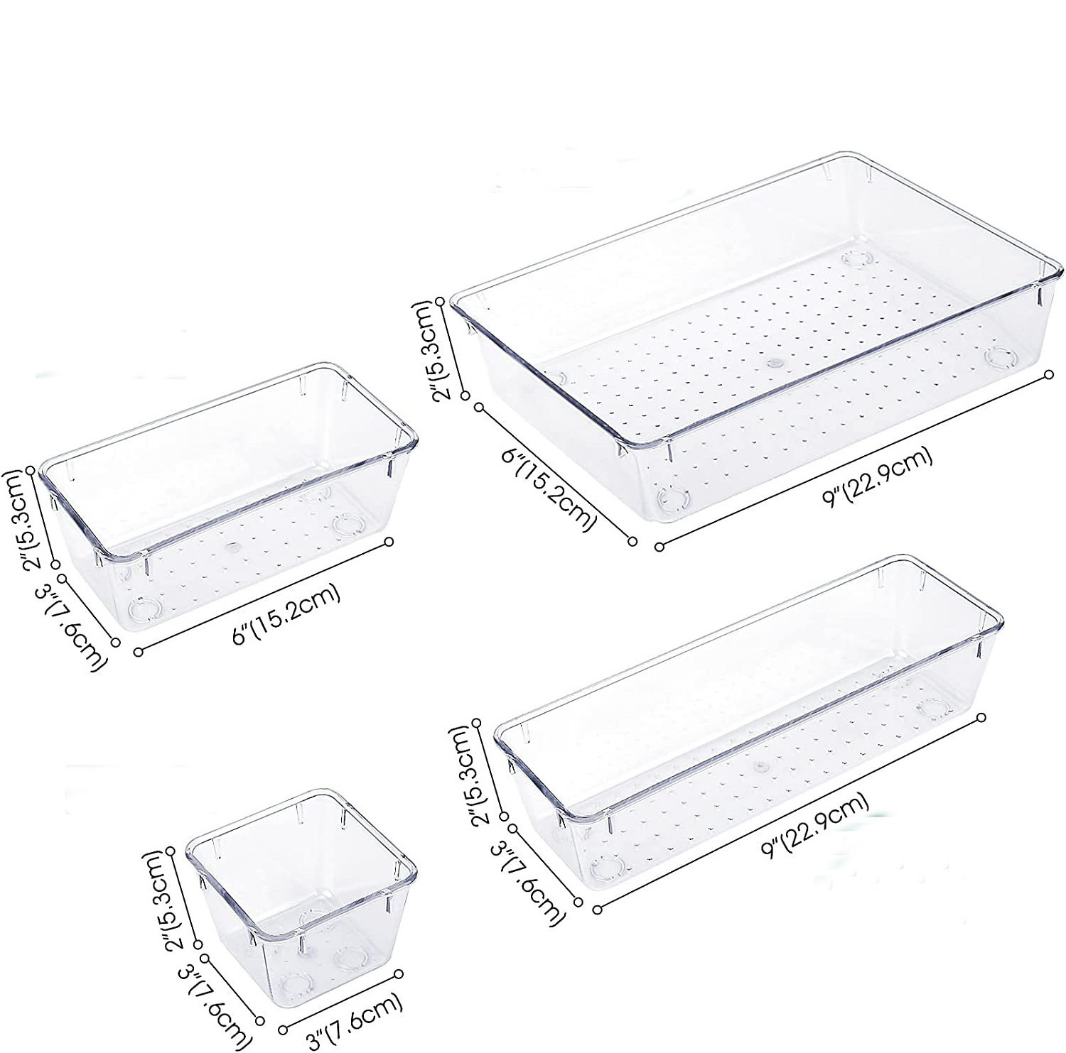 Desk Drawer Organizers Trays Set Clear Plastic Storage Bins Bathroom Drawer Tray Dividers Vanity Trays Organizer