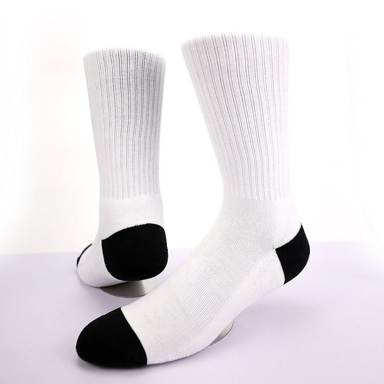 KANGYI no MOQ sublimation blank socks custom your own polyester white crew digital print socks no minimum order