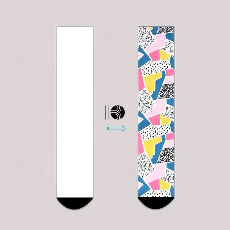 KANGYI no MOQ sublimation blank socks custom your own polyester white crew digital print socks no minimum order