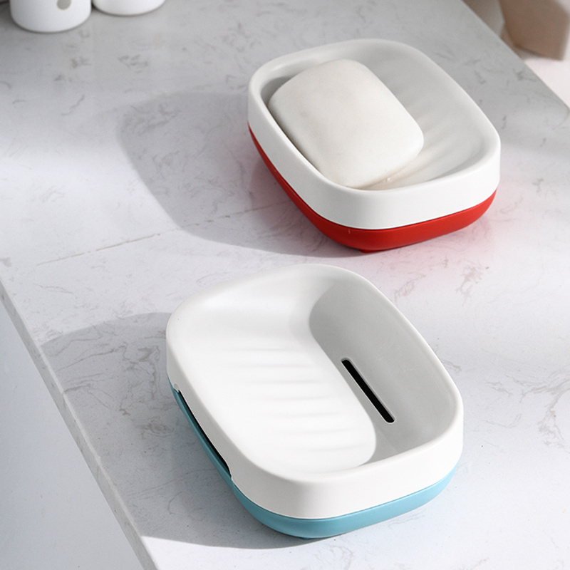 wholesale Travel plastic soap box holder colors  eco non-slip soap dish bathroom household travel double layer soap dish