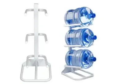 Heavy Duty Center Post White Metal Wire 5 Gallon 3 Tiers 6 Bottles Water Bottle  Rack