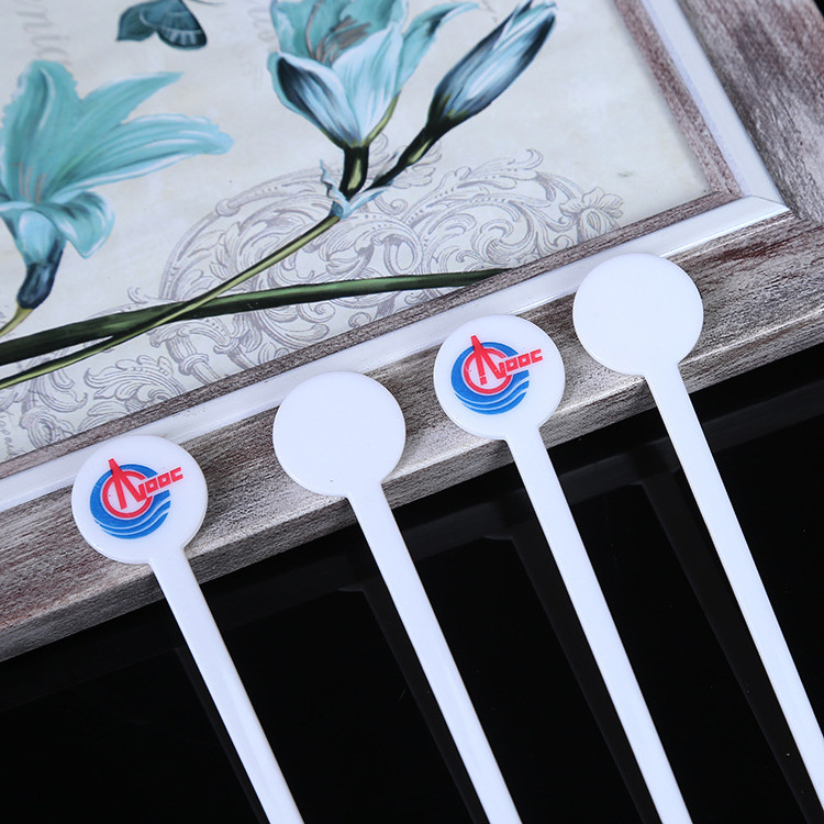 Bar Cocktail Drinks Mixing Rod White Plastic Drink Stir Swizzle Sticks Cocktail Stirring Stick With Customized Logo