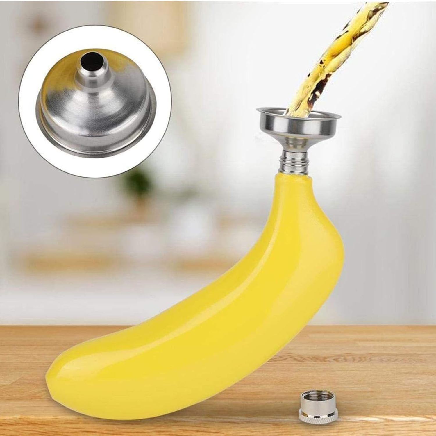 5 oz Stainless Steel Pocket Banana Hip Flask with a Funnel for Funny Gift for Men Traveling Fishing Hunting Hiking Camping