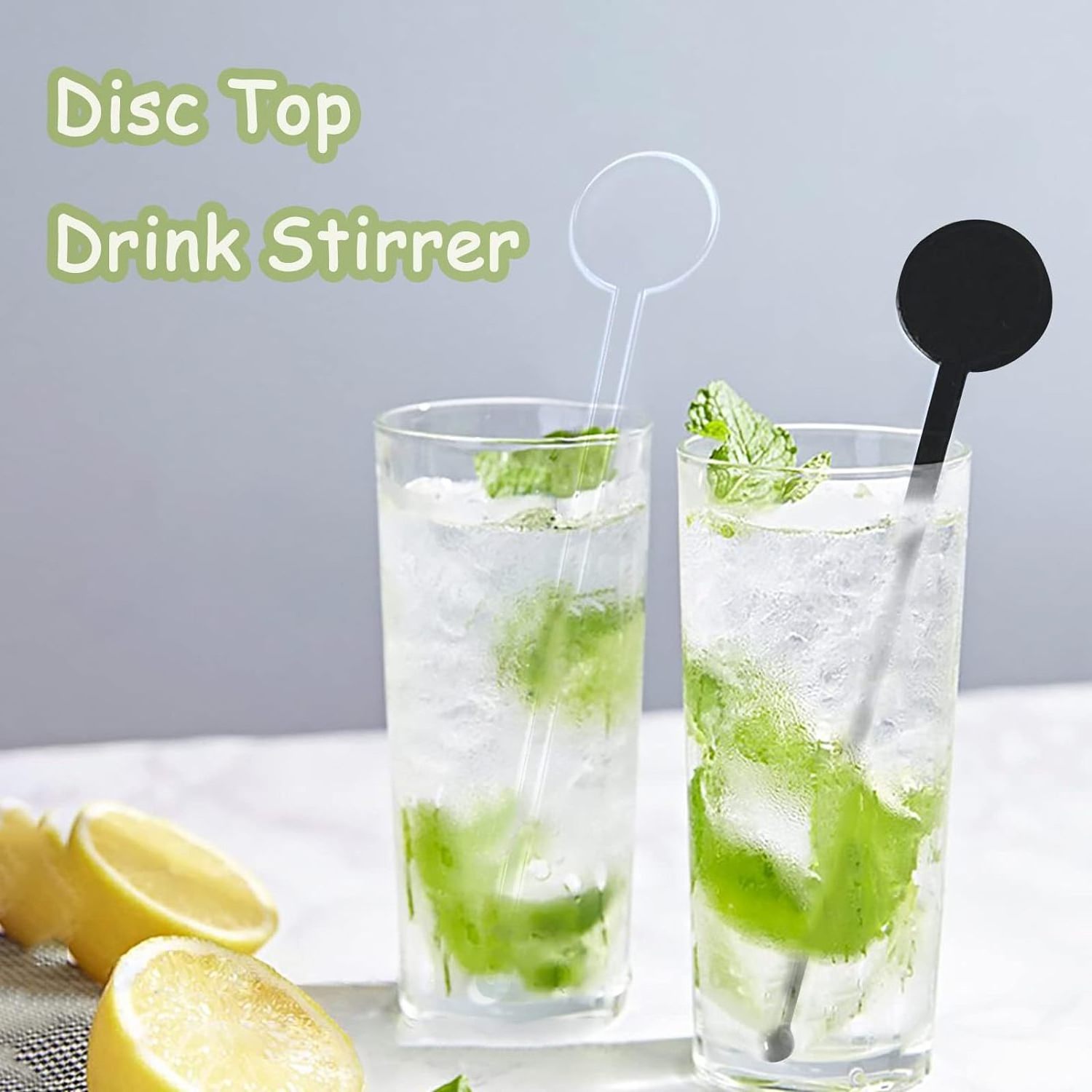 Disposable Black Plastic Bar Drinks Mixing Rod Disc Top 7 Inches Cocktail Swizzle Sticks Drink Stirrers With Customized Logo