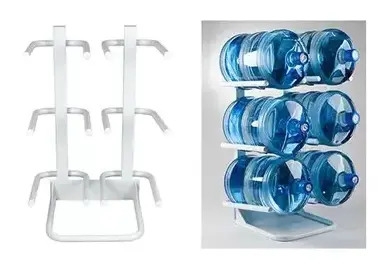 Heavy Duty Center Post White Metal Wire 5 Gallon 3 Tiers 6 Bottles Water Bottle  Rack