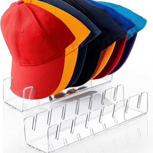 2Pack No Install Clear Acrylic Hat Organizer for 14 Baseball Caps, Racks Display Storage Hat Stand Organizer for Bedroom