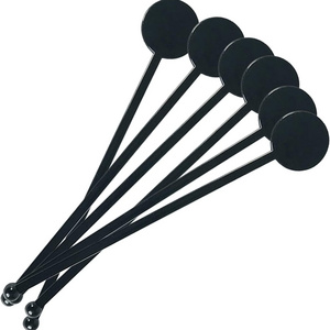 Disposable Black Plastic Bar Drinks Mixing Rod Disc Top 7 Inches Cocktail Swizzle Sticks Drink Stirrers With Customized Logo