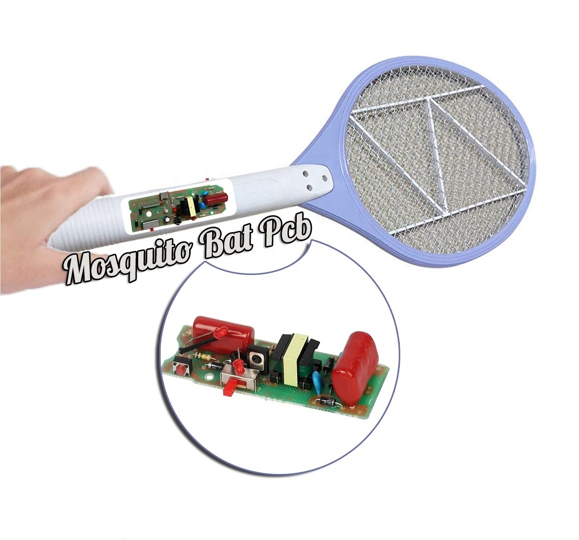 Plastic Electric Fly Racket Flies Killer Trap Mosquito Swatter Bat Zapper Electric Mosquito Killer Pcb Circuit Board