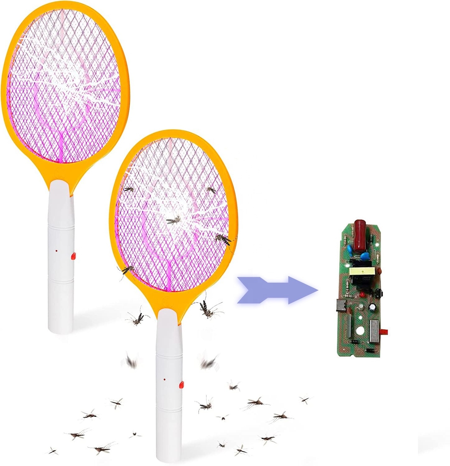 Wholesale Electric Mosquito Pcb Assembly Spare Part Mosquito Racket Rechargeable Bat Electric Mosquito Swatter Racket