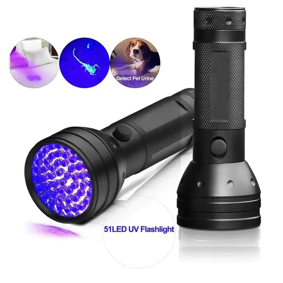 Professional 51 Bulbs Black Light Torch Aluminum LED UV torch flashlight 395nm Light led Flashlights For Dog Urine Bed Bug