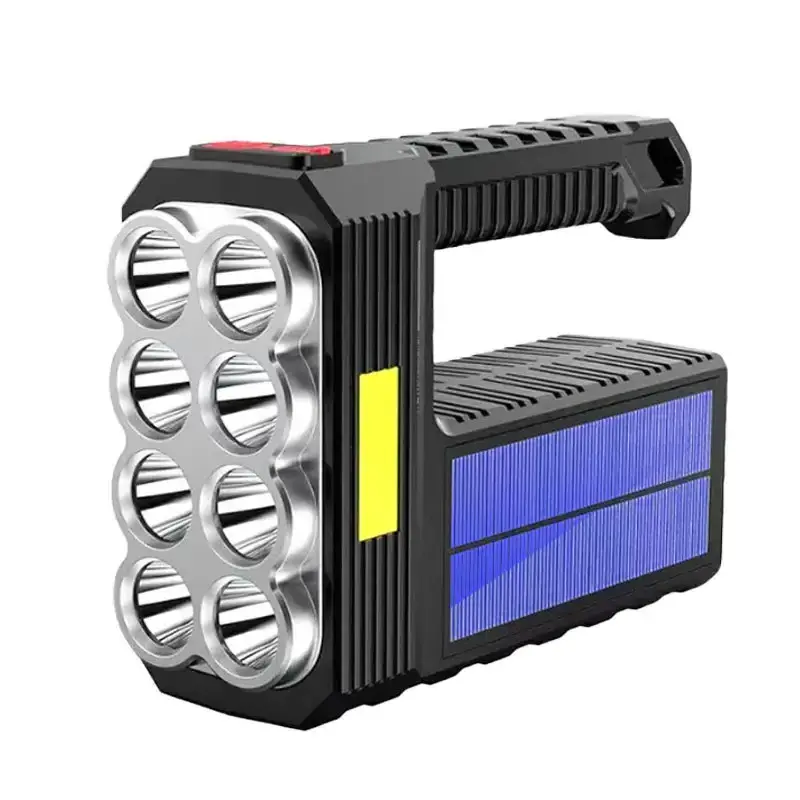 New  Smart COB Side Light 8 Core Waterproof Solar Torch Flashlight High Power Torch Light LED Rechargeable Big Flashlights