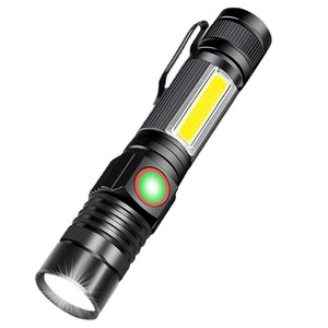 Super Bright USB Rechargeable  T6 LED Flashlight  Waterproof COB Torch Zoom Camping Lamp Portable 18650 Lantern with Tail Magnet