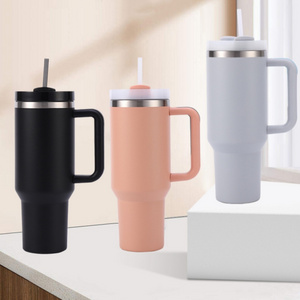 Double Walled Powder Coated Metal Tumblers Mugs Stainless Steel Cups Tumbler With Lid For Sublimation