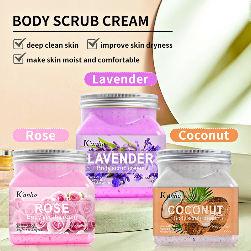 Kanho Rose bath scrub Natural Whitening sugar body scrub Exfoliating Ice Cream Facial Organic Skin Care Fruit Salt Ocean