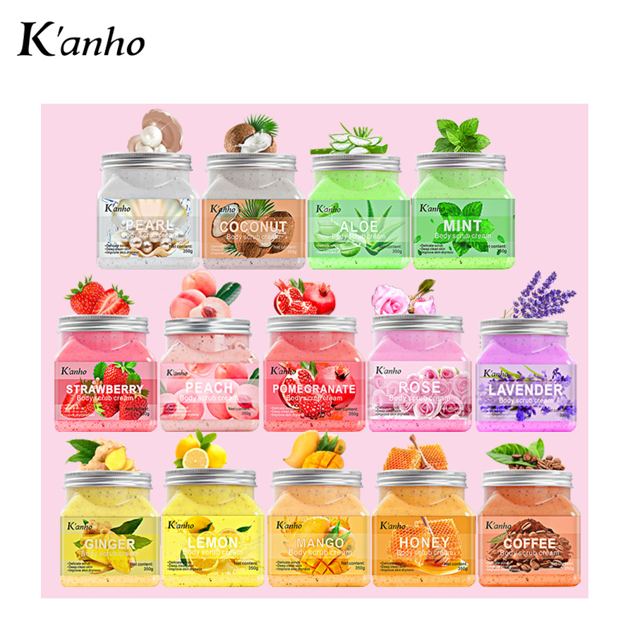 Kanho Rose bath scrub Natural Whitening sugar body scrub Exfoliating Ice Cream Facial Organic Skin Care Fruit Salt Ocean