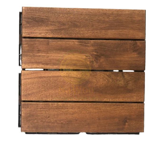 NAWOO WOODEN TILE FROM ACACIA DECKING TILES FOR FLOORING PATIO GARDEN SWIMMING POOL VARIOUS COLORS 4 SLATS WITH 19MM THICK