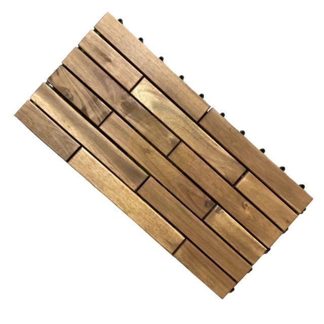 Nawoo 15-SLAT ACACIA WOODEN DECKING TILE 300X300X24MM Outdoor Tiles Waterproof Hot Price For Export Low MOQ Best Quality