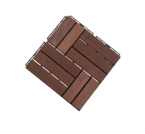 Nawoo - Acacia Solid Wood Decking Tiles 10 pieces/carton box Outdoor 10 slats Decking 19mm thick Interlocking Decking Tiles