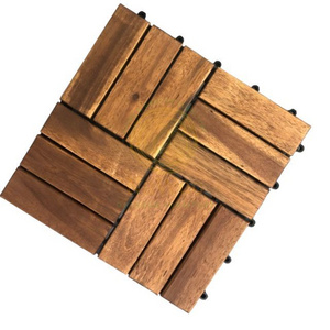 Nawoo T12A2 12*12 DIY Wooden Interlocking deck tiles Acacia decking click flooring for terrace courtyard