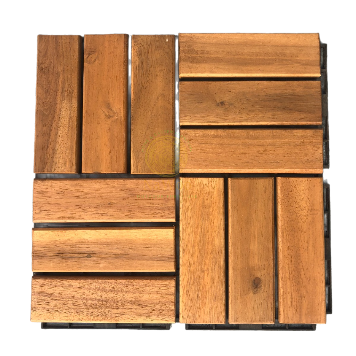 Nawoo 300x300mm Wooden Pattern Click Tile 12 slat Acacia Interlocking decking Finish Flooring Oil Coating For Terrace Courtyard