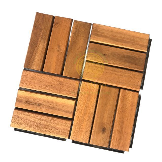 On Time Delivery Best Quality 12-Slat Acacia Solid Wooden Deck Tile 300x300x19 mm Outdoor Tiles With Low MOQ Nawoo from Vietnam