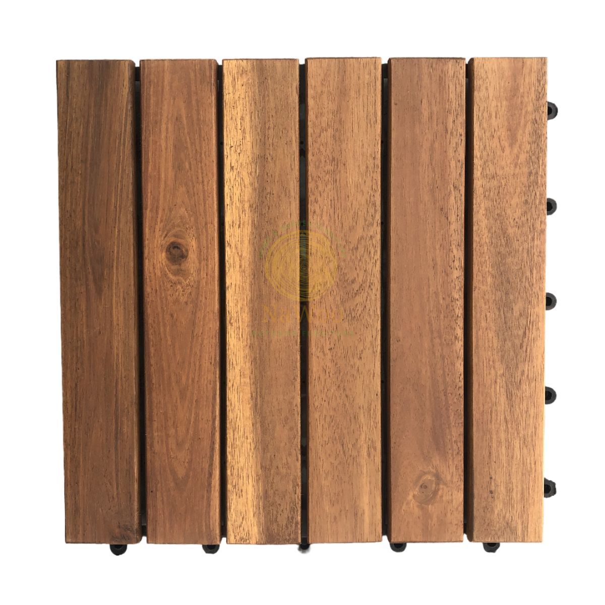 Best Quality 06-Slat Acacia Solid Wooden Interlocking Deck Tile 300x300x24 mm Outdoor Tiles With Low MOQ Nawoo from Vietnam